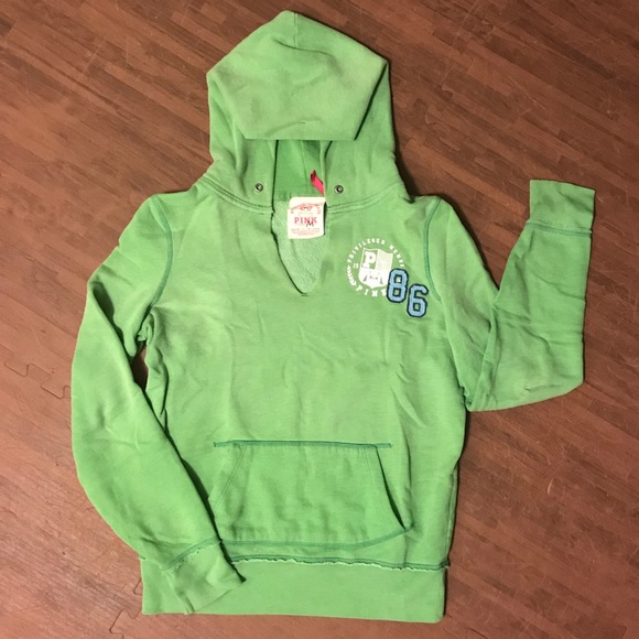 👋🏼DONATED👋🏼 Green Victoria’s Secret Pink Hoody - Picture 1 of 3